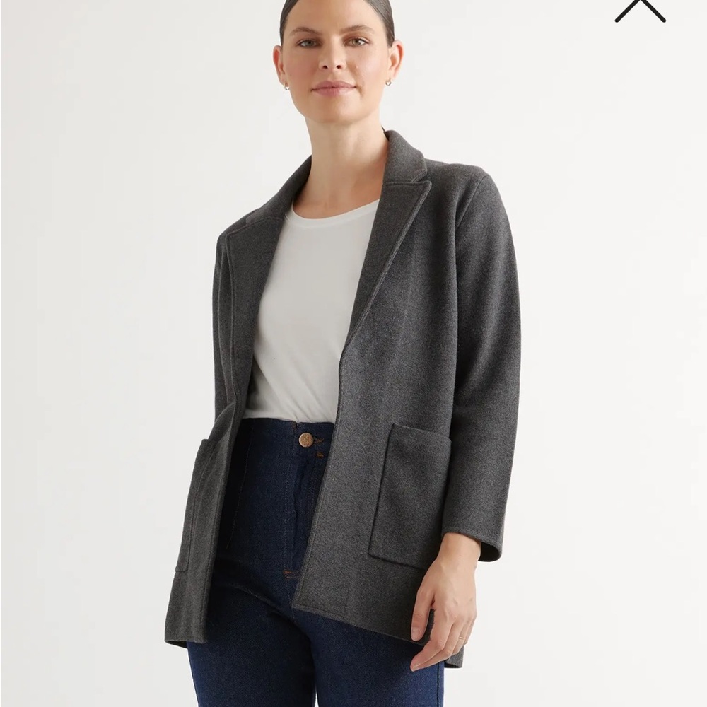 Quince 100% Organic Cotton Knit Blazer EUC Size M